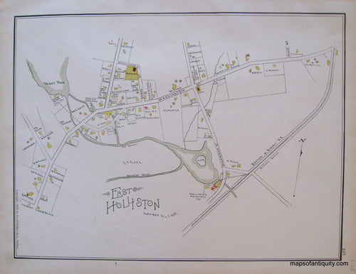 Antique-Hand-Colored-Map-East-Holliston-United-States-Massachusetts-1889-Walker-Maps-Of-Antiquity