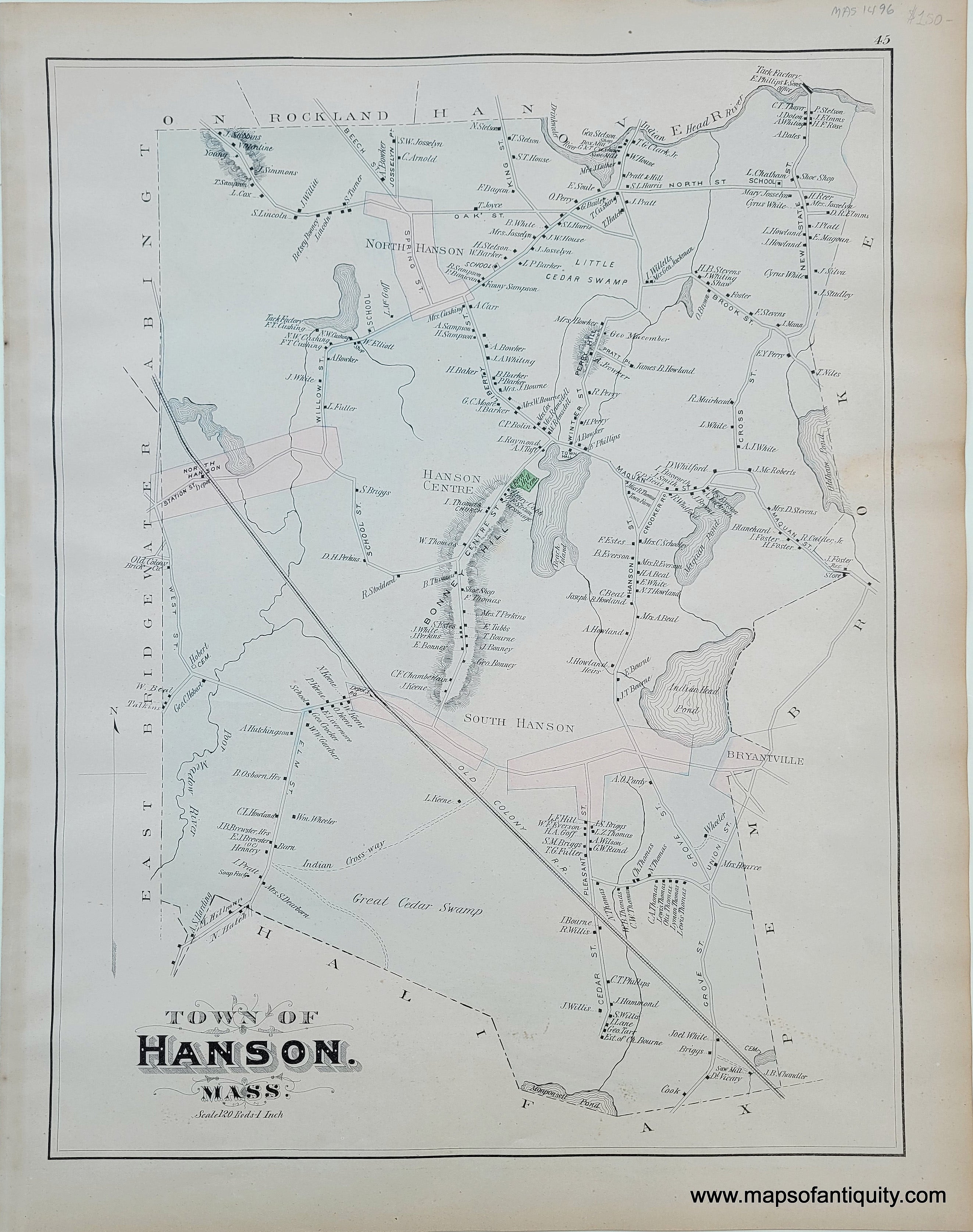 Map of Hanson, MA, Massachusetts