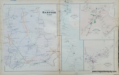 Antique-Hand-Colored-Map-Hanover/Hanson-(MA)-United-States-Massachusetts-1879-Walker-Maps-Of-Antiquity