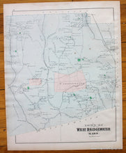 Load image into Gallery viewer, 1879 - Village of Bridgewater, verso Town of Bridgewater and Town of West Bridgewater (MA) - Antique Map
