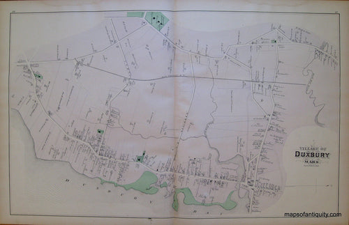 Antique-Hand-Colored-Map-Duxbury-Village-(MA)-**********-United-States-Massachusetts-1879-Walker-Maps-Of-Antiquity