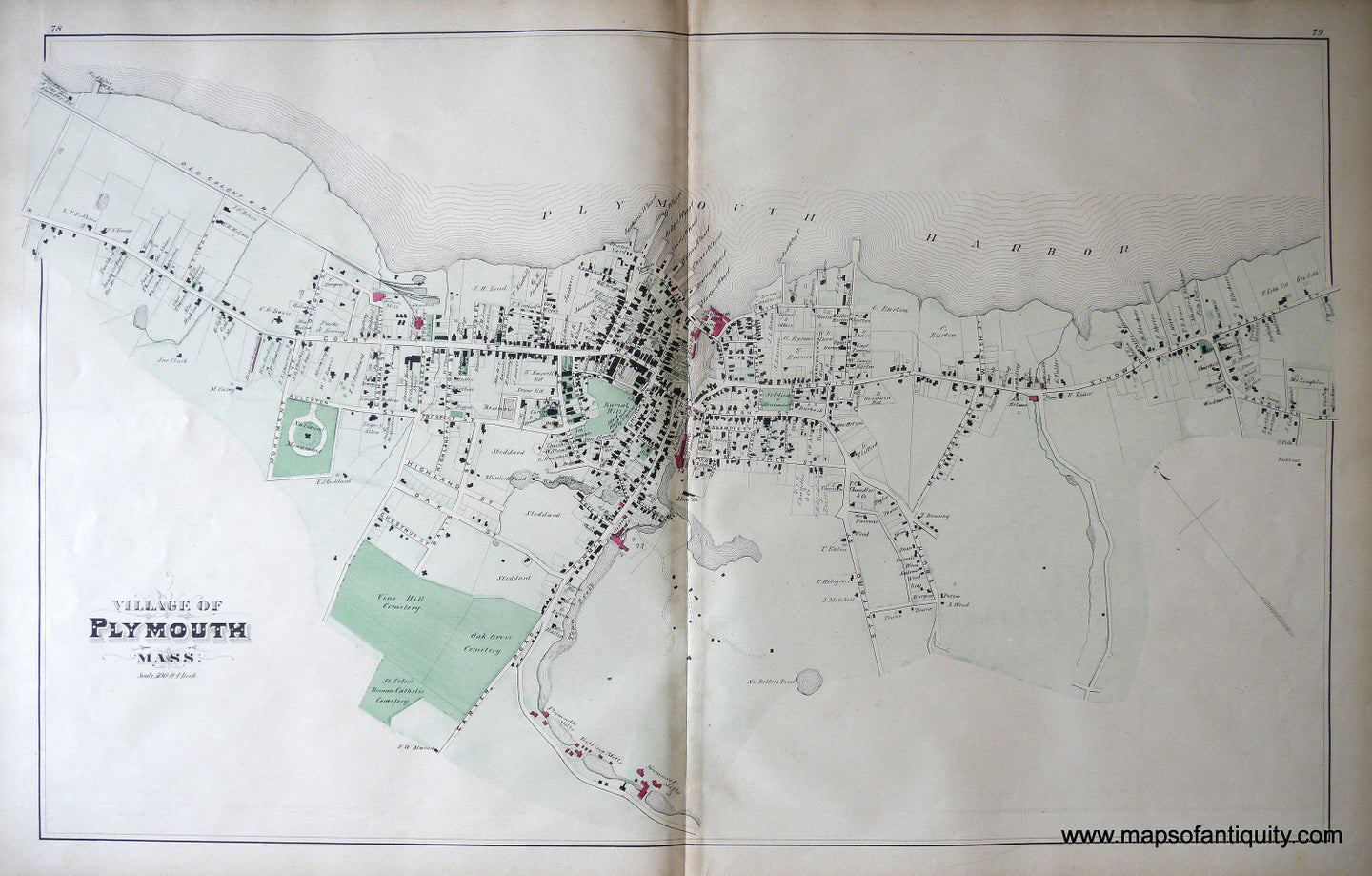 GENUINE ORIGINAL Map of HANSON Massachusetts 1879 