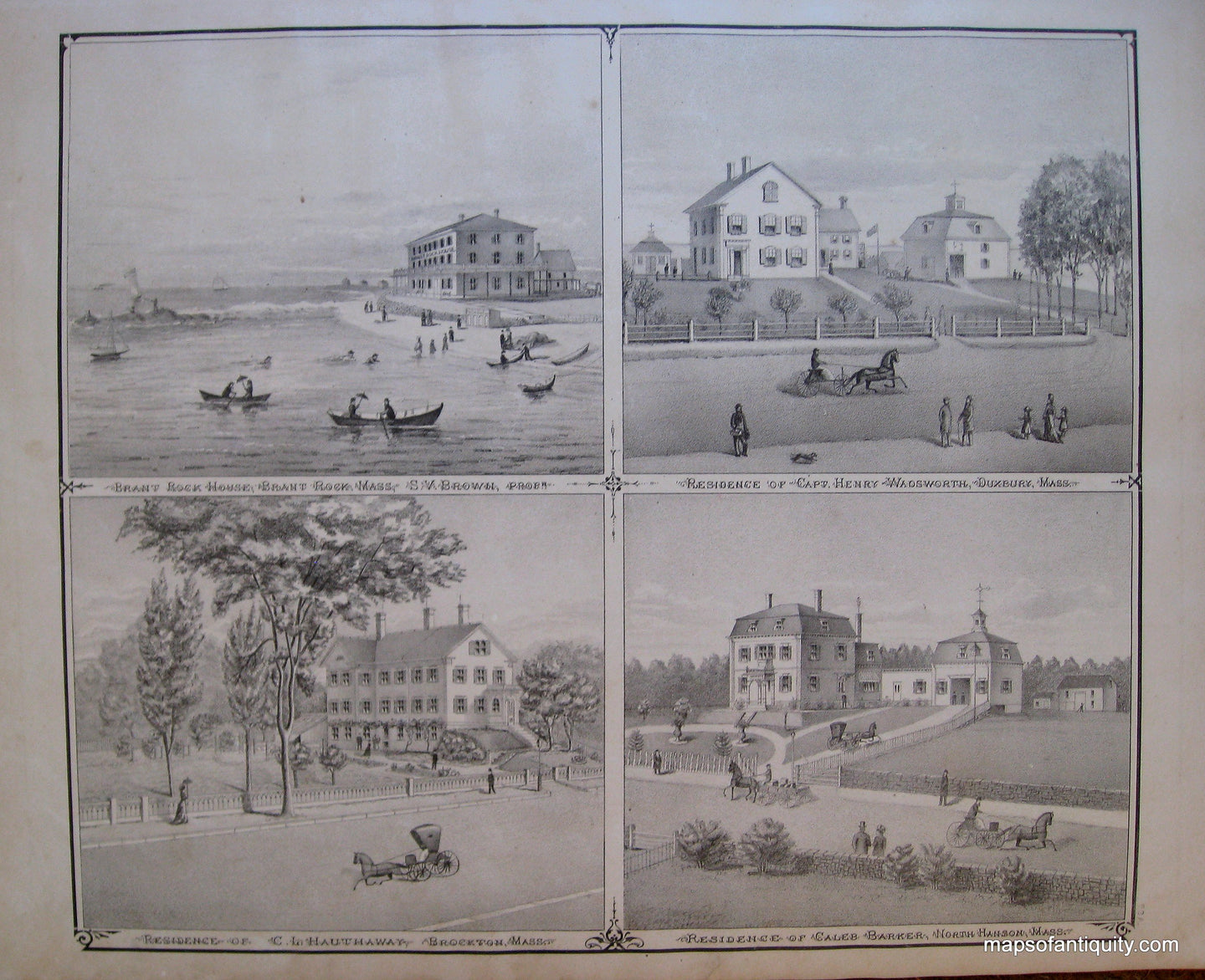 Black-&-White-Engraving-Summer-Residences-Plymouth-County-(MA)-United-States-Massachusetts-1879-Walker-Maps-Of-Antiquity