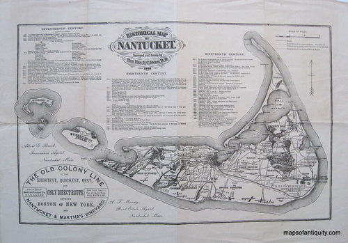 Antique-Black-and-White-Map-Historical-Map-of-Nantucket-**********-United-States-Cape-Cod-and-Islands-1880-Ewer-Maps-Of-Antiquity