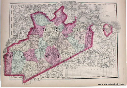 1871 - Norfolk County, Massachusetts - Antique Map