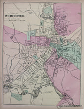 Load image into Gallery viewer, 1871 - City of Worcester; verso: City of Springfield (MA) - Antique Map
