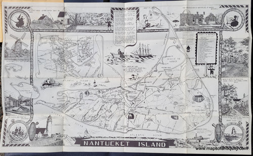 Antique-Uncolored-Pictorial-Map-Nantucket-Island-**********-United-States-Massachusetts-c.-1932-New-England-Map-Co./L.-Parker-Maps-Of-Antiquity