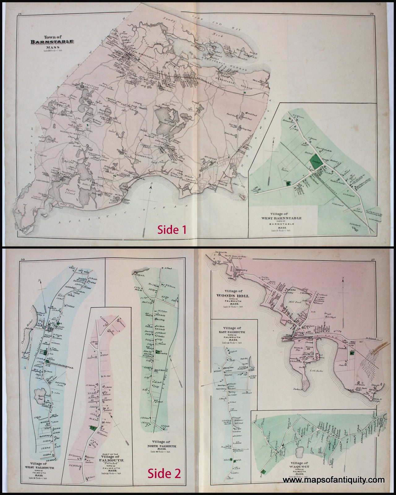 Antique-Map-Town-of-Barnstable-Village-of-West-Barnstable-pp.-28-29.