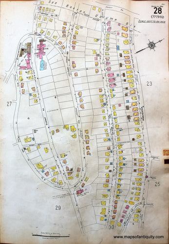 Antique-Hand-Colored-Map-Brookline-Mass.-Wards-28-and-29-United-States-Massachusetts-1925-Sanborn-Map-Co.-Maps-Of-Antiquity