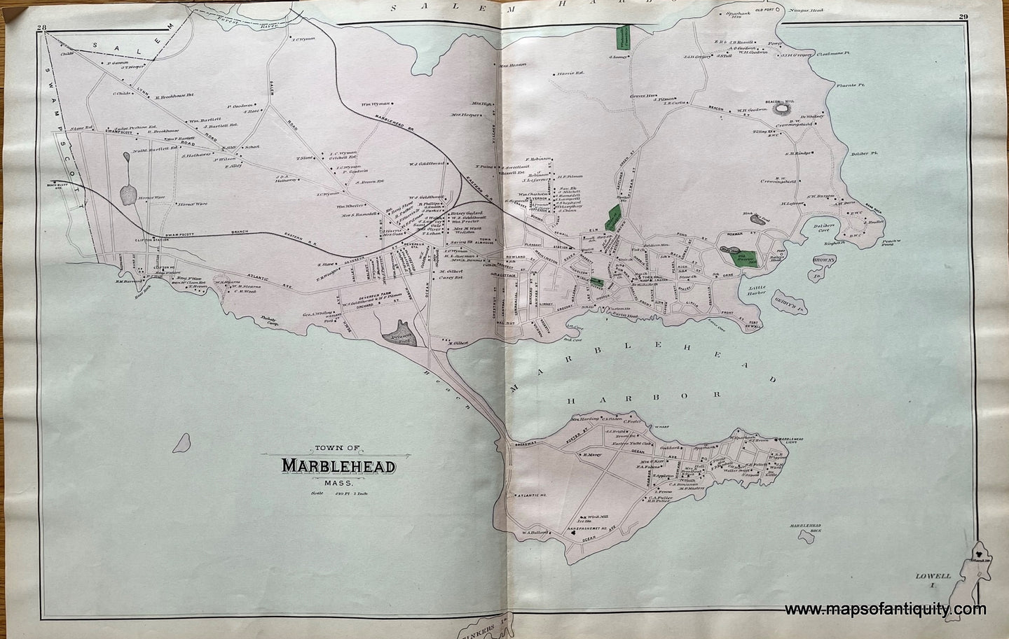 Antique-Hand-Colored-Map-Nahant-and-Marblehead-Massachusetts-United-States-Massachusetts-1884-Walker-Maps-Of-Antiquity