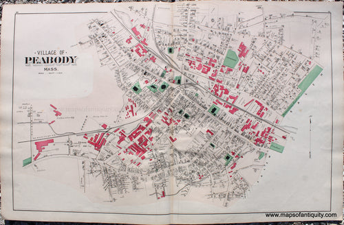 Antique-Hand-Colored-Map-Peabody-Massachusetts-******-United-States-Massachusetts-1884-Walker-Maps-Of-Antiquity