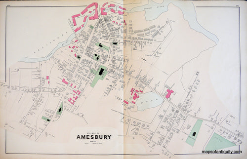 Antique-Hand-Colored-Map-Village-of-Amesbury-Town-of-Amesbury-and-Town-of-Merrimac-Massachusetts-United-States-Massachusetts-1884-Walker-Maps-Of-Antiquity