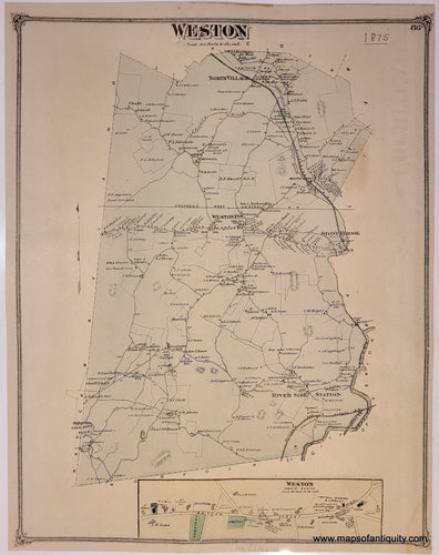 Antique-Map-Weston-with-Waltham-MA-Massachusetts-1875-Beers-Maps-of-Antiquity