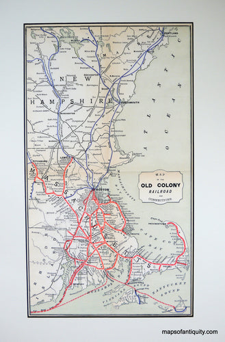 Antique-Printed-Color-Map-Map-of-the-Old-Colony-Railroad-Mass-**********-Massachusetts--1888--Maps-Of-Antiquity