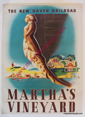 Original-Print-Martha's-Vineyard-by-Ben-Nason-***NOT-CURRENTLY-AVAILABLE***-Ben-Nason-Posters-Cape-Cod-and-Islands-c.-1940-Nason-Maps-Of-Antiquity