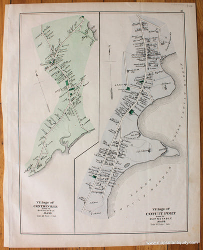 Antique-Hand-Colored-Map-Village-of-Centreville-Village-of-Cotuit-Port-p.-31-Massachusetts-Cape-Cod-and-Islands-1880-Walker-Maps-Of-Antiquity