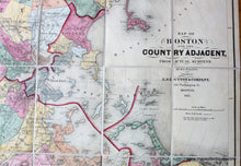 Load image into Gallery viewer, 1867 - Map of Boston and the Country Adjacent from actual survey - Antique Map
