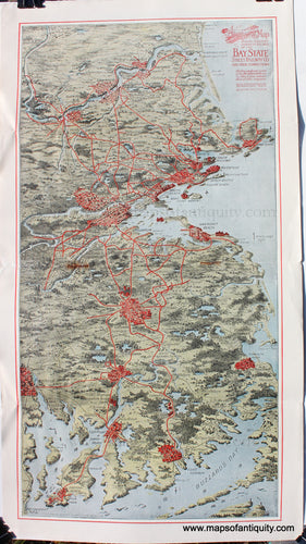 Antique-Printed-Book-with-Center-Map-and-many-additional-Maps-Aero-View-Map-showing-Territory-covered-by-the-Lines-of-the-Bay-State-Street-Railway-Co-and-their-Connections-**********-United-States-Massachusetts-1913-Bay-State-Street-Railway-Company-Maps-Of-Antiquity