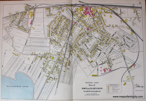 Antique-Hand-Colored-Map-Part-of-Town-of-Framingham-South-Framingham-(MA)-US-Massachusetts-Framingham-1908-Walker-Maps-Of-Antiquity