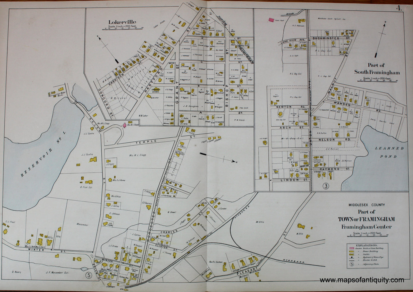 Antique-Hand-Colored-Map-Part-of-Town-of-Framingham-Framingham-Center-(MA)-US-Massachusetts-Framingham-1908-Walker-Maps-Of-Antiquity