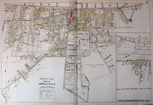 Antique-Hand-Colored-Map-Part-of-Town-of-Natick-(MA)-US-Massachusetts-Natick-1908-Walker-Maps-Of-Antiquity