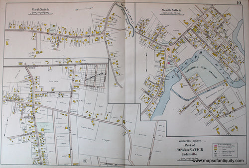 Antique-Hand-Colored-Map-Part-of-Town-of-Natick-Felchville-(MA)-US-Massachusetts-Natick-1908-Walker-Maps-Of-Antiquity