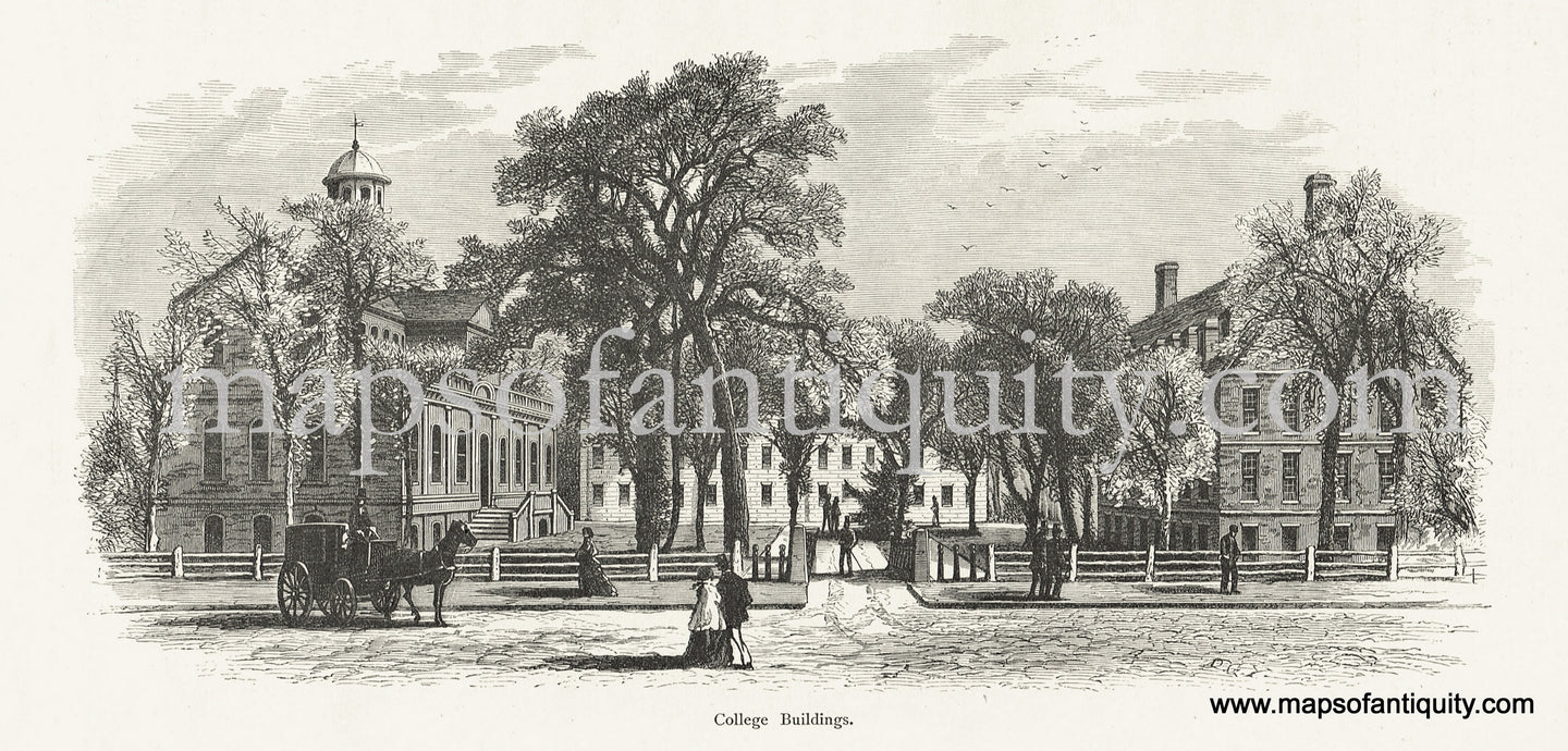 Antique-Black-and-White-Engraved-Illustration-College-Buildings-College-Views-Northeast-Colleges-1872-Picturesque-America-Maps-Of-Antiquity