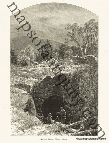 Antique-Black-and-White-Engraved-Illustration-Natural-Bridge-North-Adams-Massachusetts-Berkshire-County-1872-Picturesque-America-Maps-Of-Antiquity