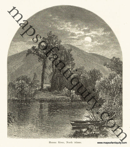 Antique-Black-and-White-Engraved-Illustration-Hoosac-River-North-Adams-Massachusetts-Berkshire-County-1872-Picturesque-America-Maps-Of-Antiquity
