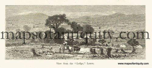 Antique-Black-and-White-Engraved-Illustration-View-from-the--Lenox-Massachusetts-Berkshire-County-1872-Picturesque-America-Maps-Of-Antiquity