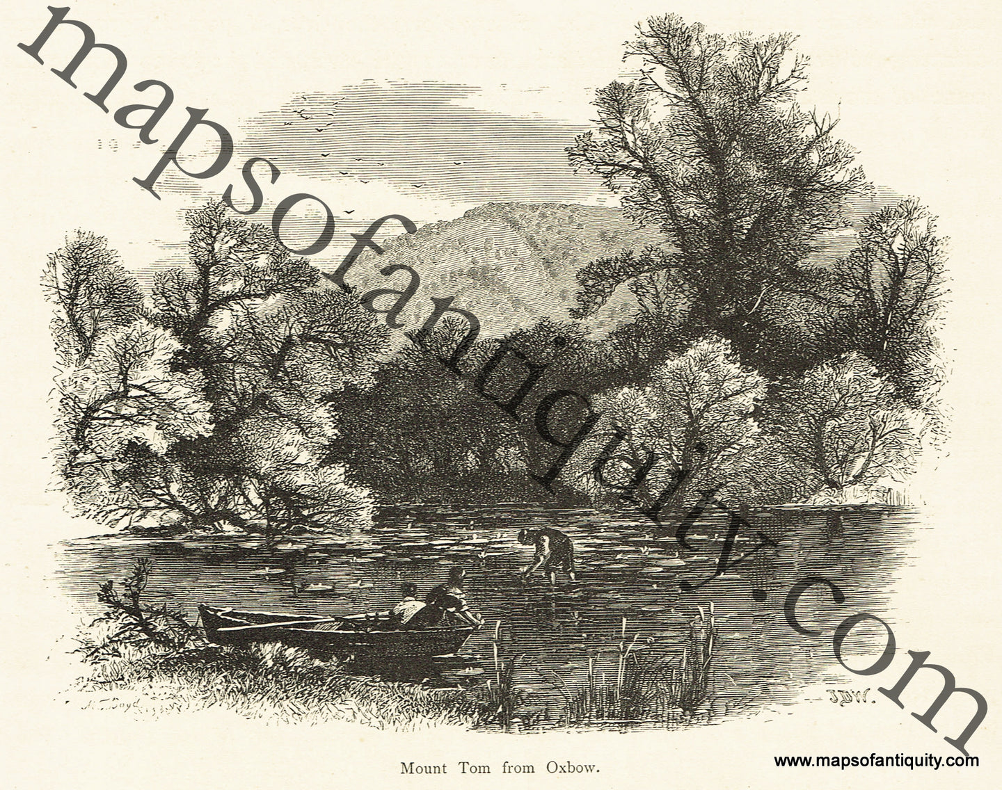Antique-Black-and-White-Engraved-Illustration-Mount-Tom-from-Oxbow-Massachusetts-Hampshire-County-1872-Picturesque-America-Maps-Of-Antiquity