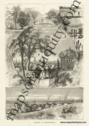Antique-Black-and-White-Engraved-Illustration-Scenes-at-Springfield-Massachusetts-Hampden-County-1872-Picturesque-America-Maps-Of-Antiquity