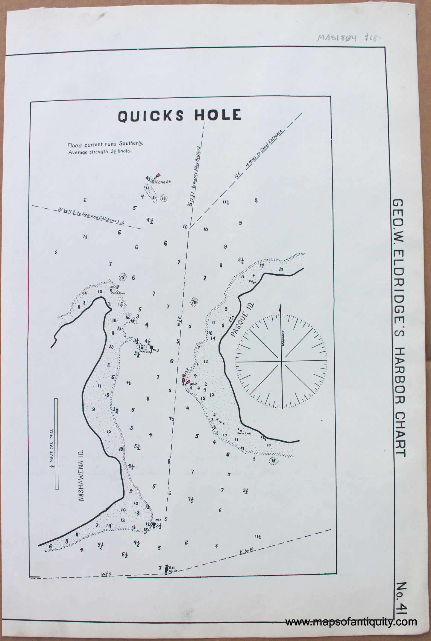 1910 - Quicks Hole - Antique Chart