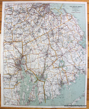 Load image into Gallery viewer, Antique-Printed-Color-Road-Map-Road-Map-of-the-South-Shore-and-part-of-Norfolk-County-Massachusetts-United-States-Massachusetts-c.-1915-Walker-Maps-Of-Antiquity
