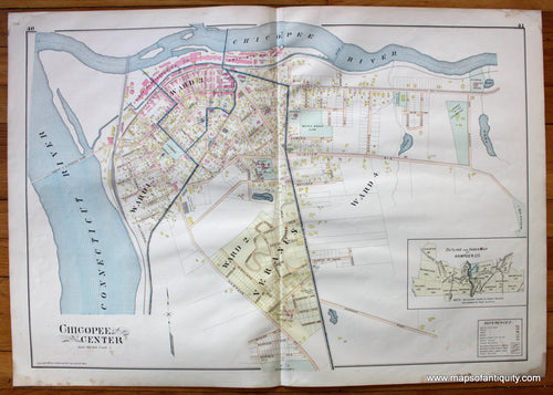 Antique-Map-Chicopee-Center-City-Towns-Cities-New-Topographical-Atlas-of-the-County-of-Hampden-Massachusetts-MA-Mass-Richards-1894-1890s-1800s-Late-19th-Century-Maps-of-Antiquity