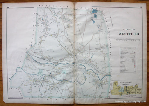 Antique-Town-of-Westfield-Map-Towns-Cities-New-Topographical-Atlas-of-the-County-of-Hampden-Massachusetts-MA-Mass-Richards-1894-1890s-1800s-Late-19th-Century-Maps-of-Antiquity