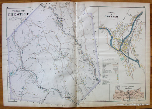 Antique-Map-Town-of-Chester-Village-of-Chester-Towns-Cities-New-Topographical-Atlas-of-the-County-of-Hampden-Massachusetts-MA-Mass-Richards-1894-1890s-1800s-Late-19th-Century-Maps-of-Antiquity