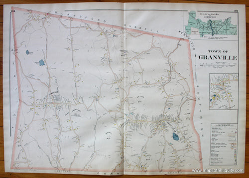 Antique-Map-Town-of-Granville-Towns-Cities-New-Topographical-Atlas-of-the-County-of-Hampden-Massachusetts-MA-Mass-Richards-1894-1890s-1800s-Late-19th-Century-Maps-of-Antiquity