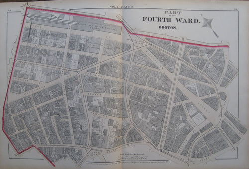 Antique-Map-Suffolk-County-Boston-City-Mass-MA-Massachusetts-1874-Hopkins-Ward-Wards-Maps-of-Antiquity