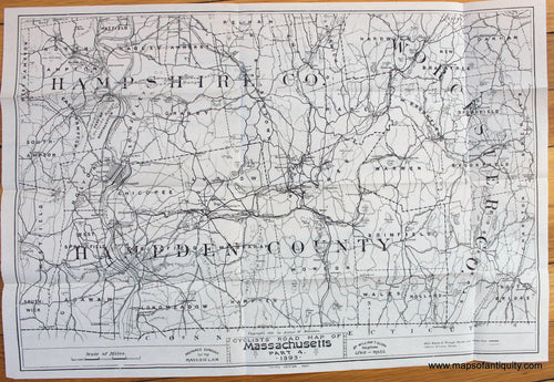 Antique-Map-Cyclists-Road-Map-of-Massachusetts-Part-4-Hampshire-Hampden-Worcester-counties-1893-Robinson-Bicycle-Bicyclist-1890s-1800s-19th-century-Maps-of-Antiquity