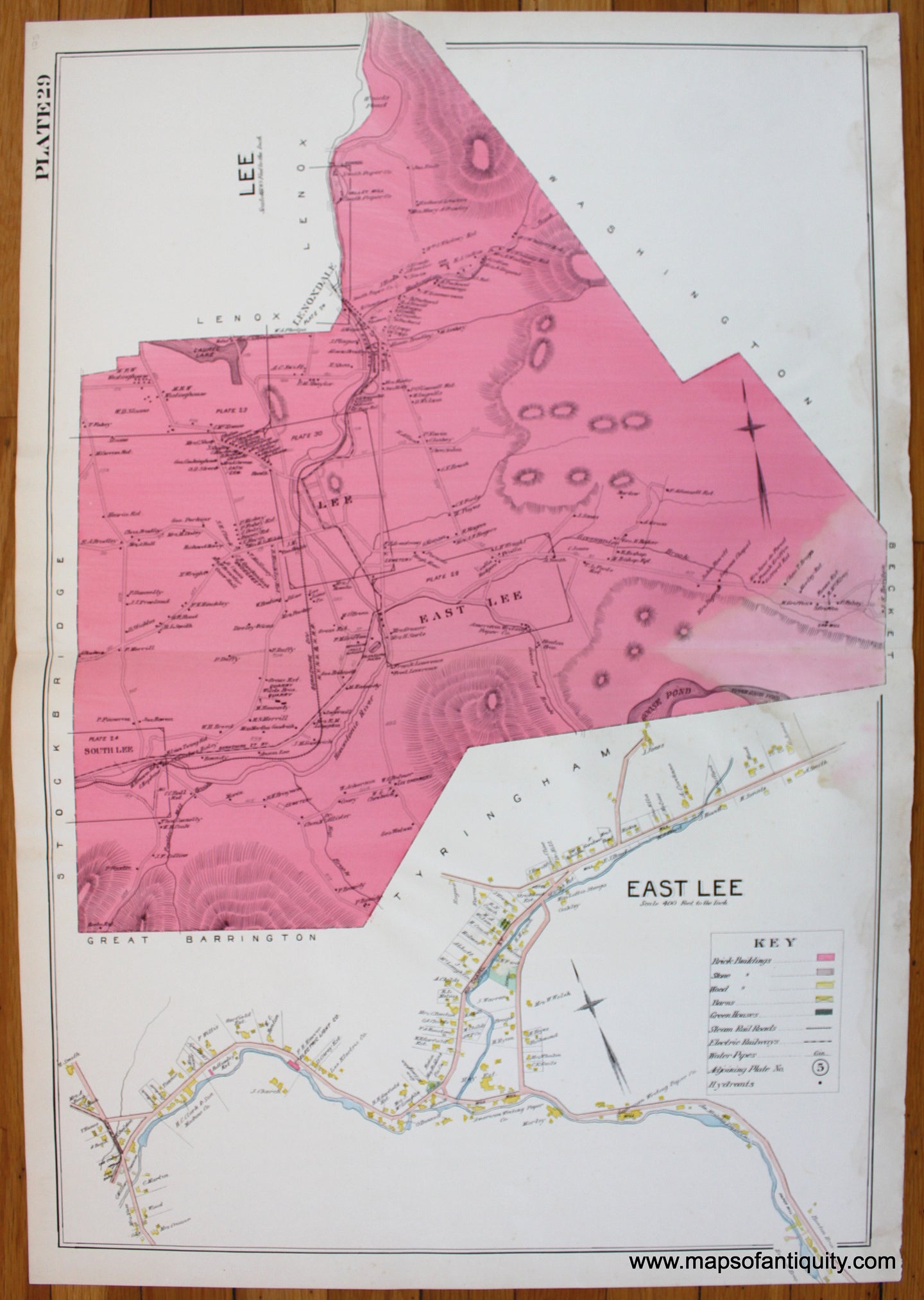 Antique-Map-Berkshire-county-Massachusetts-Lee-East-Lee-1904-Barnes-Farnham-1900s-Maps-of-Antiquity