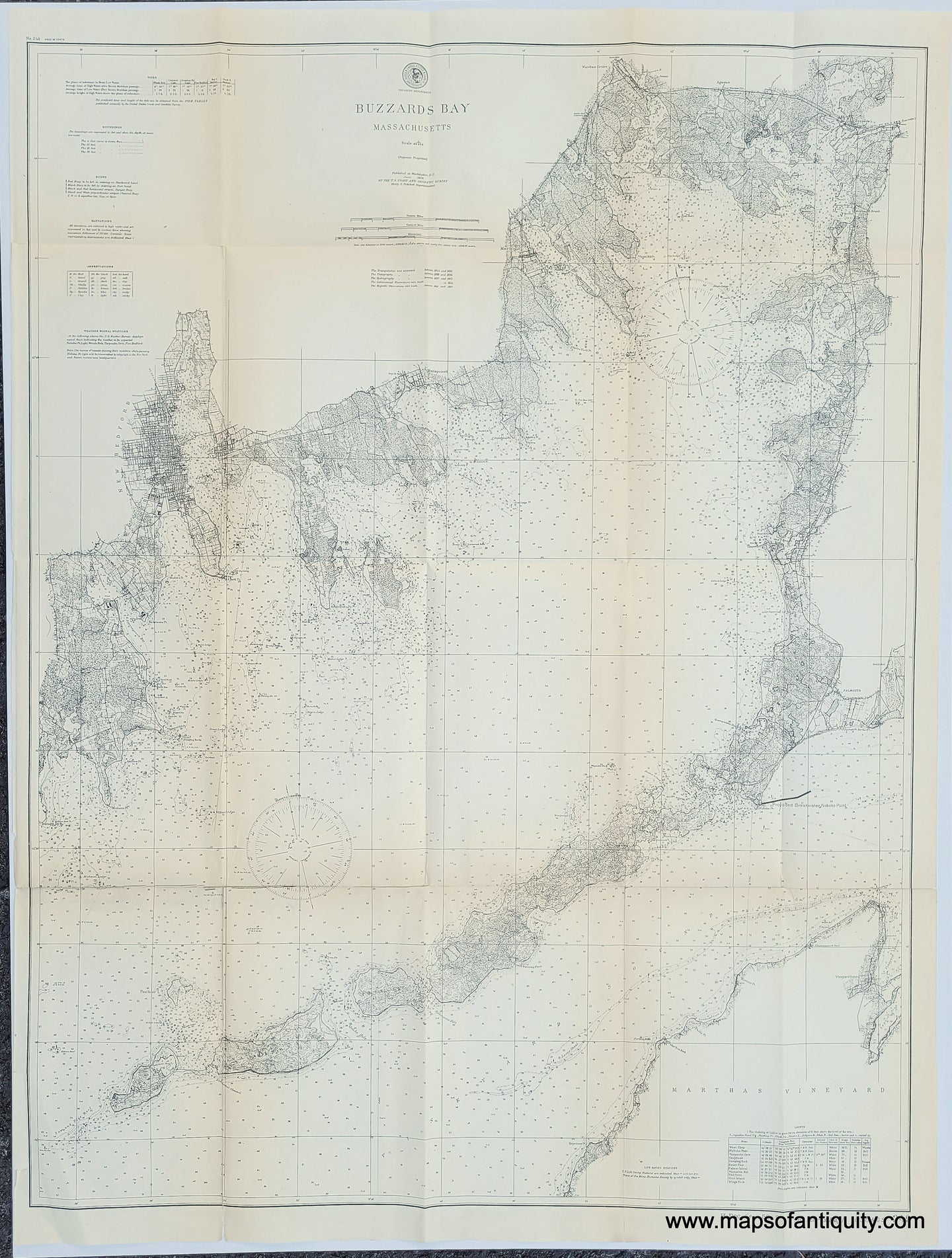 Antique-Nautical-Chart-and-map-Buzzards-Bay-Massachusetts-******-Massachusetts-Cape-Cod-and-Islands-1899-U.S.-Coast-&-Geodetic-Survey-Maps-Of-Antiquity