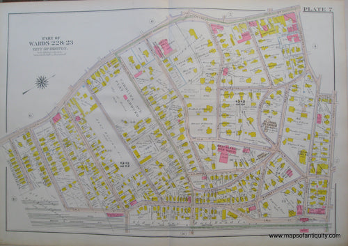 Antique-Map-Suffolk-county-Massachusetts-Part-of-Wards-22-&-23-City-of-Boston-West-Roxbury-Plate-7-1914-Bromley-1900s-Maps-of-Antiquity