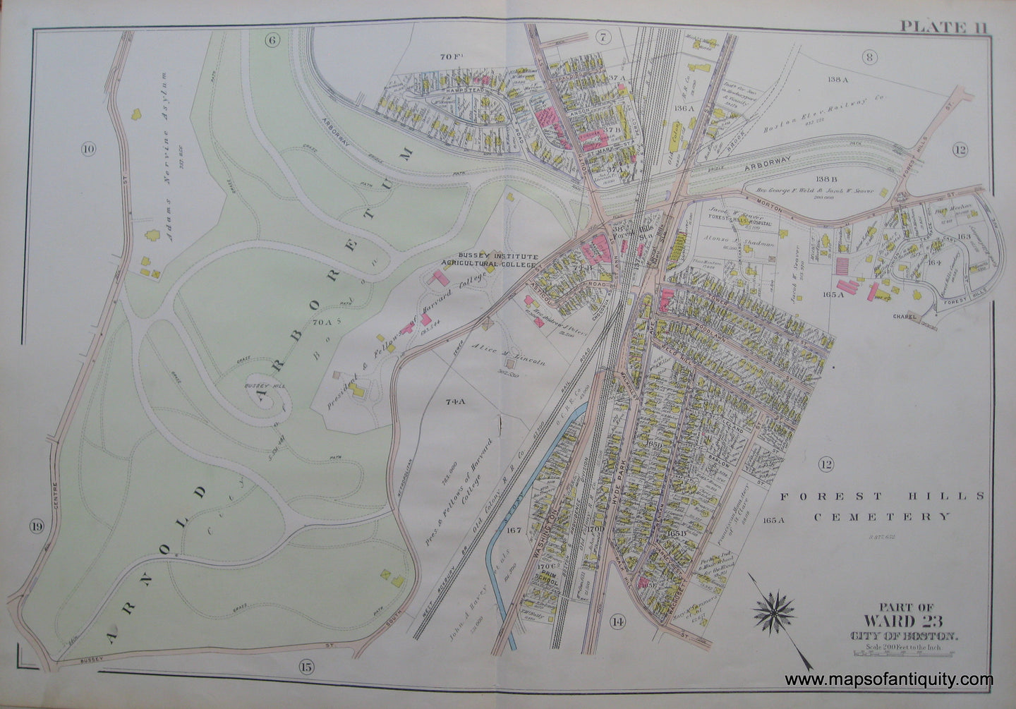 Antique-Map-Suffolk-county-Massachusetts-Part-of-Ward-23-City-of-Boston-West-Roxbury-Plate-11-1914-Bromley-1900s-Maps-of-Antiquity