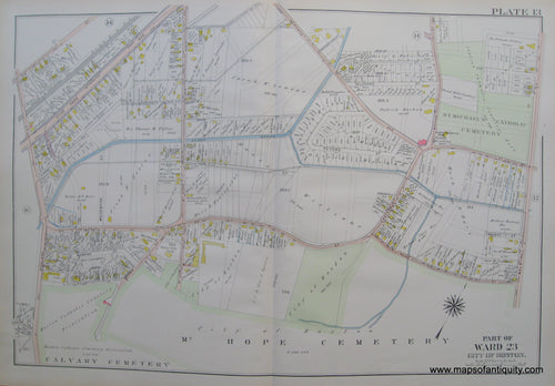 Antique-Map-Suffolk-county-Massachusetts-Part-of-Ward-23-City-of-Boston-West-Roxbury-Plate-13-1914-Bromley-1900s-Maps-of-Antiquity