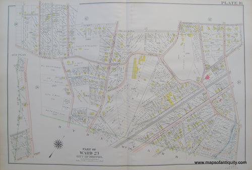 Antique-Map-Suffolk-county-Massachusetts-Part-of-Ward-23-City-of-Boston-West-Roxbury-Plate-16-1914-Bromley-1900s-Maps-of-Antiquity