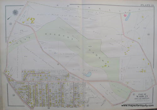 Antique-Map-Suffolk-county-Massachusetts-Part-of-Ward-23-City-of-Boston-West-Roxbury-Plate-19-1914-Bromley-1900s-Maps-of-Antiquity