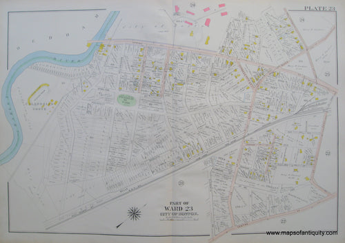 Antique-Map-Suffolk-county-Massachusetts-Part-of-Ward-23-City-of-Boston-West-Roxbury-Plate-23-1914-Bromley-1900s-Maps-of-Antiquity