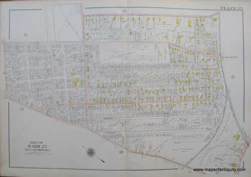 Antique-Map-Suffolk-county-Massachusetts-Part-of-Ward-23-City-of-Boston-West-Roxbury-Plate-25-1914-Bromley-1900s-Maps-of-Antiquity