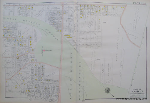 Antique-Map-Suffolk-county-Massachusetts-Part-of-Ward-23-City-of-Boston-West-Roxbury-Plate-26-1914-Bromley-1900s-Maps-of-Antiquity